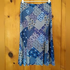 Susan Graver Petite Mille Fiori Flare Panel Maxi Skirt